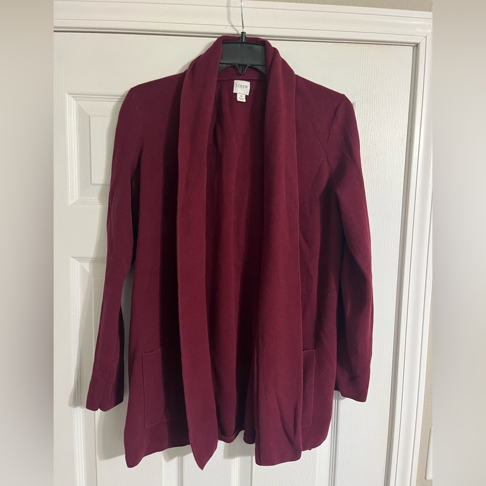 J. Crew Burgundy Open Front Cardigan